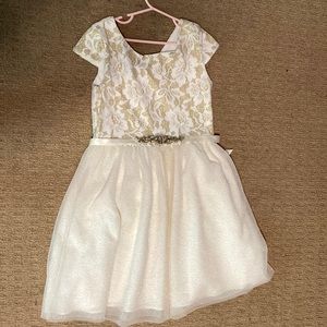 White and gold girls dress